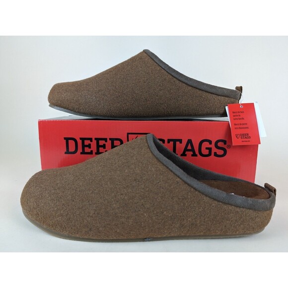 Deer Stags Slippers Mens 12 Slipperooz Unbound Mule Brown Felt Slip On Shoes NWB main image 6